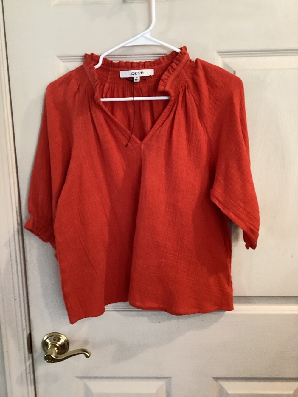 NWOT JOES JEANS ORANGE COTTON GAUZE SHIRT oversized xs